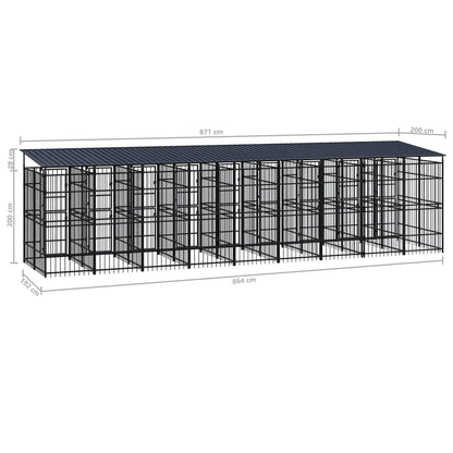 Hondenkennel met dak 16,59 m² staal
