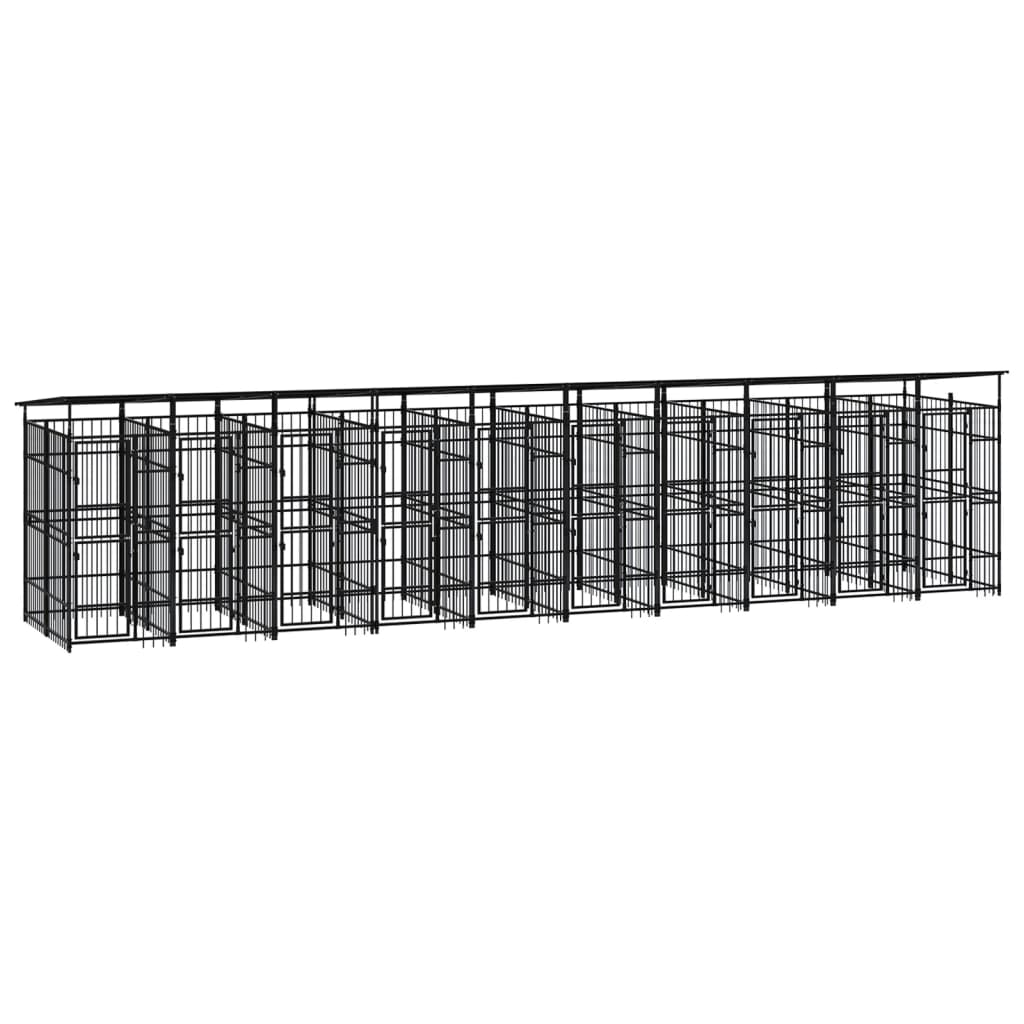 Hondenkennel met dak 18,43 m² staal