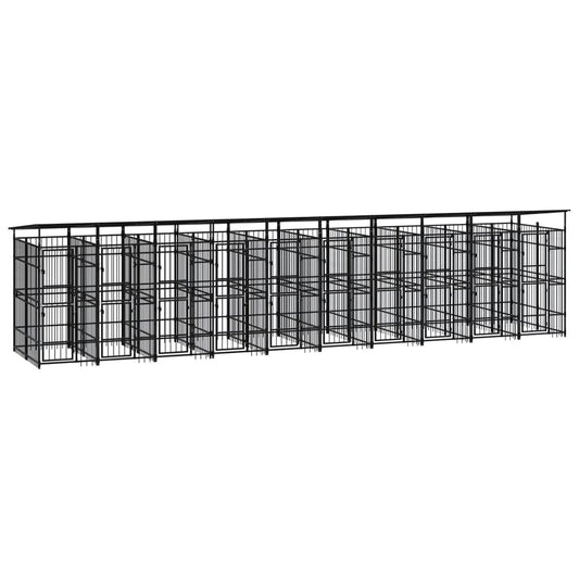 Hondenkennel met dak 18,43 m² staal