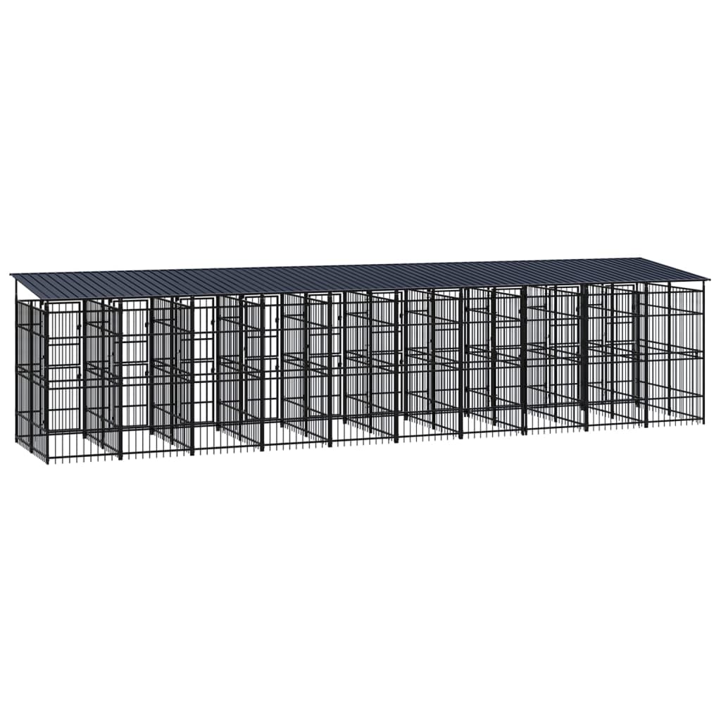 Hondenkennel met dak 18,43 m² staal