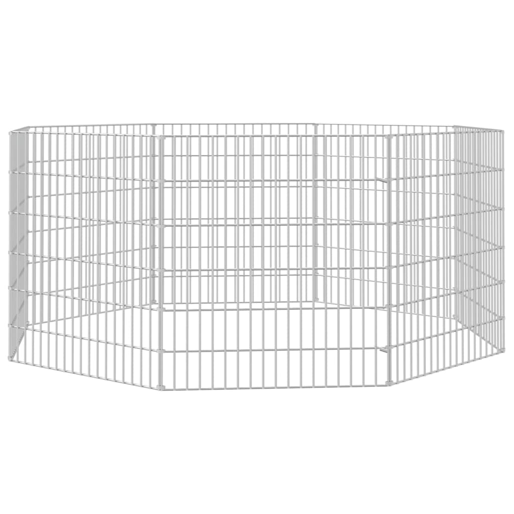 Dierenverblijf 8 panelen 54x60 cm gegalvaniseerd ijzer