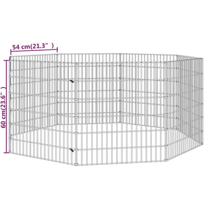 Dierenverblijf 8 panelen 54x60 cm gegalvaniseerd ijzer