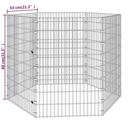 Dierenverblijf 6 panelen 54x80 cm gegalvaniseerd ijzer