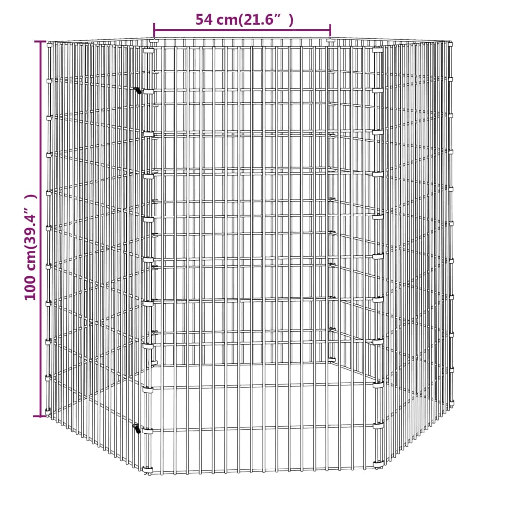 Dierenverblijf 6 panelen 54x100 cm gegalvaniseerd ijzer
