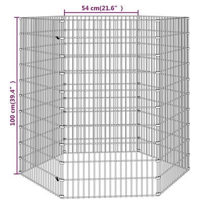 Dierenverblijf 6 panelen 54x100 cm gegalvaniseerd ijzer