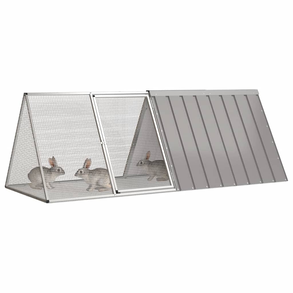 Konijnenhok 201,5x80,5x71 cm gegalvaniseerd staal grijs