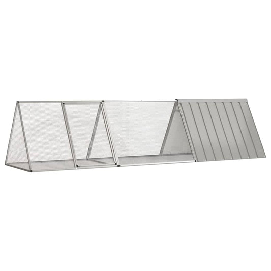 Konijnenhok 302,5x80,5x71 cm gegalvaniseerd staal grijs