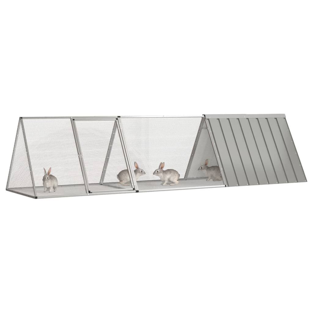 Konijnenhok 302,5x80,5x71 cm gegalvaniseerd staal grijs