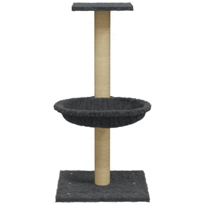 Kattenmeubel met sisal krabpaal 74 cm donkergrijs