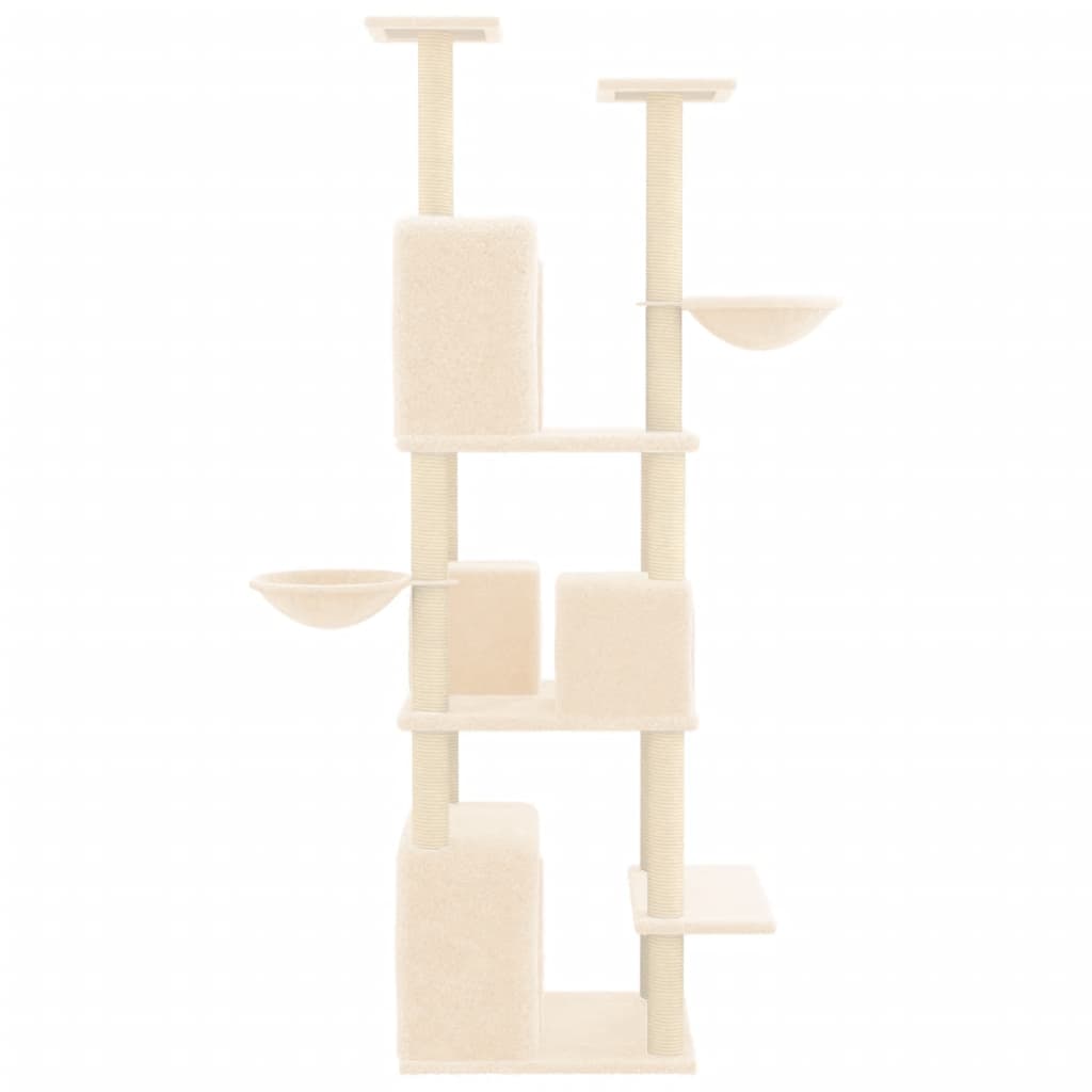 Kattenmeubel met sisal krabpalen 180 cm crèmekleurig