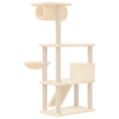 Kattenmeubel met sisal krabpalen 131 cm crèmekleurig