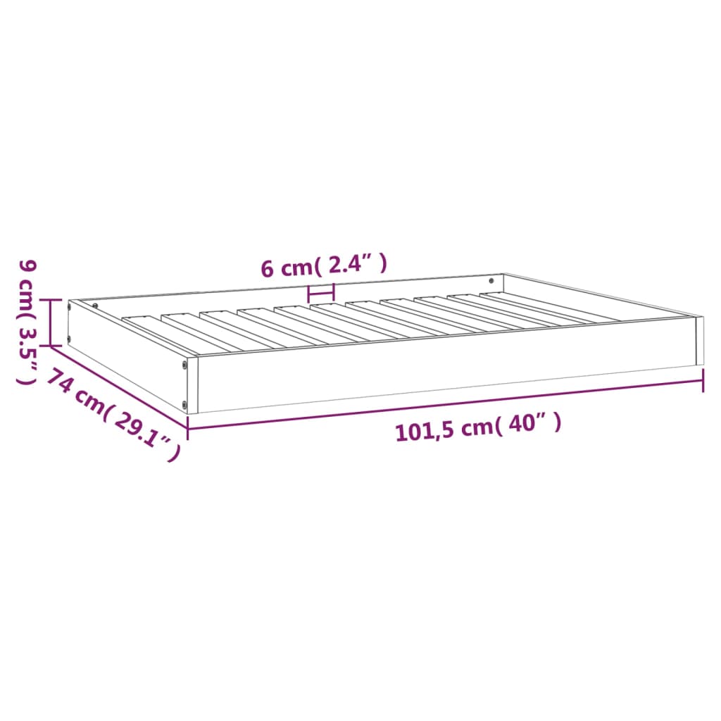 Hondenmand 101,5x74x9 cm massief grenenhout