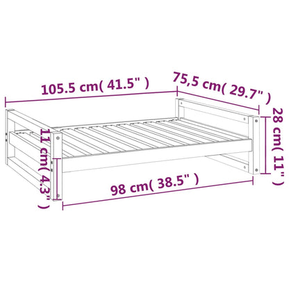 Hondenmand 105,5x75,5x28 cm massief grenenhout wit