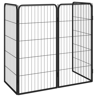 Hondenkennel 4 panelen 50 x 100 cm gepoedercoat staal zwart