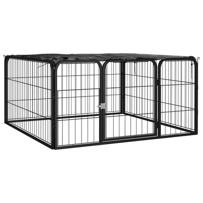 Hondenkennel 4 panelen 100x50 cm gepoedercoat staal zwart
