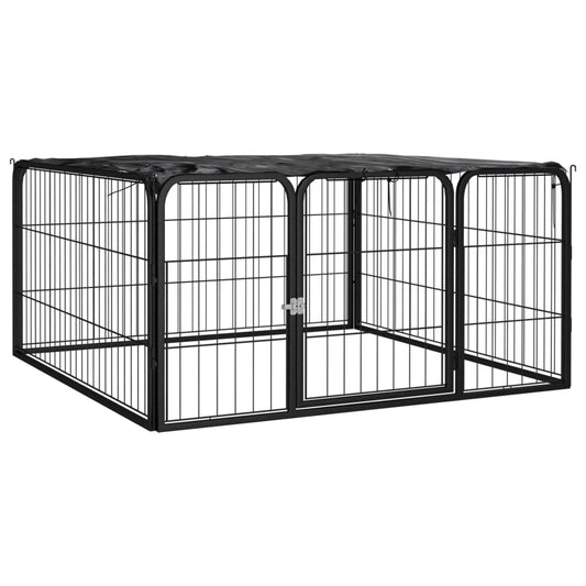 Hondenkennel 4 panelen 100x50 cm gepoedercoat staal zwart