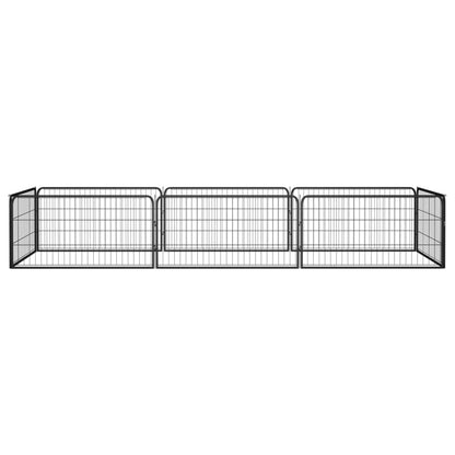 Hondenkennel 8 panelen 100x50 cm gepoedercoat staal zwart