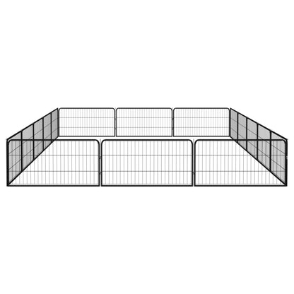 Hondenkennel 16 panelen 100x50 cm gepoedercoat staal zwart