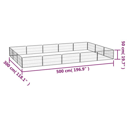 Hondenkennel 16 panelen 100x50 cm gepoedercoat staal zwart