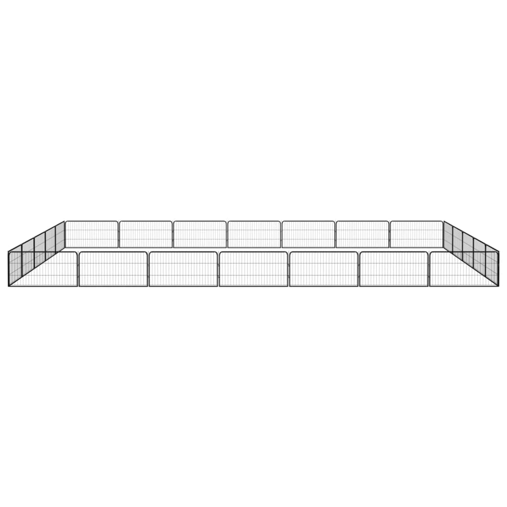 Hondenkennel 24 panelen 100x50 cm gepoedercoat staal zwart