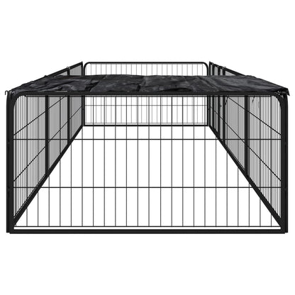 Hondenkennel 8 panelen 100x50 cm gepoedercoat staal zwart