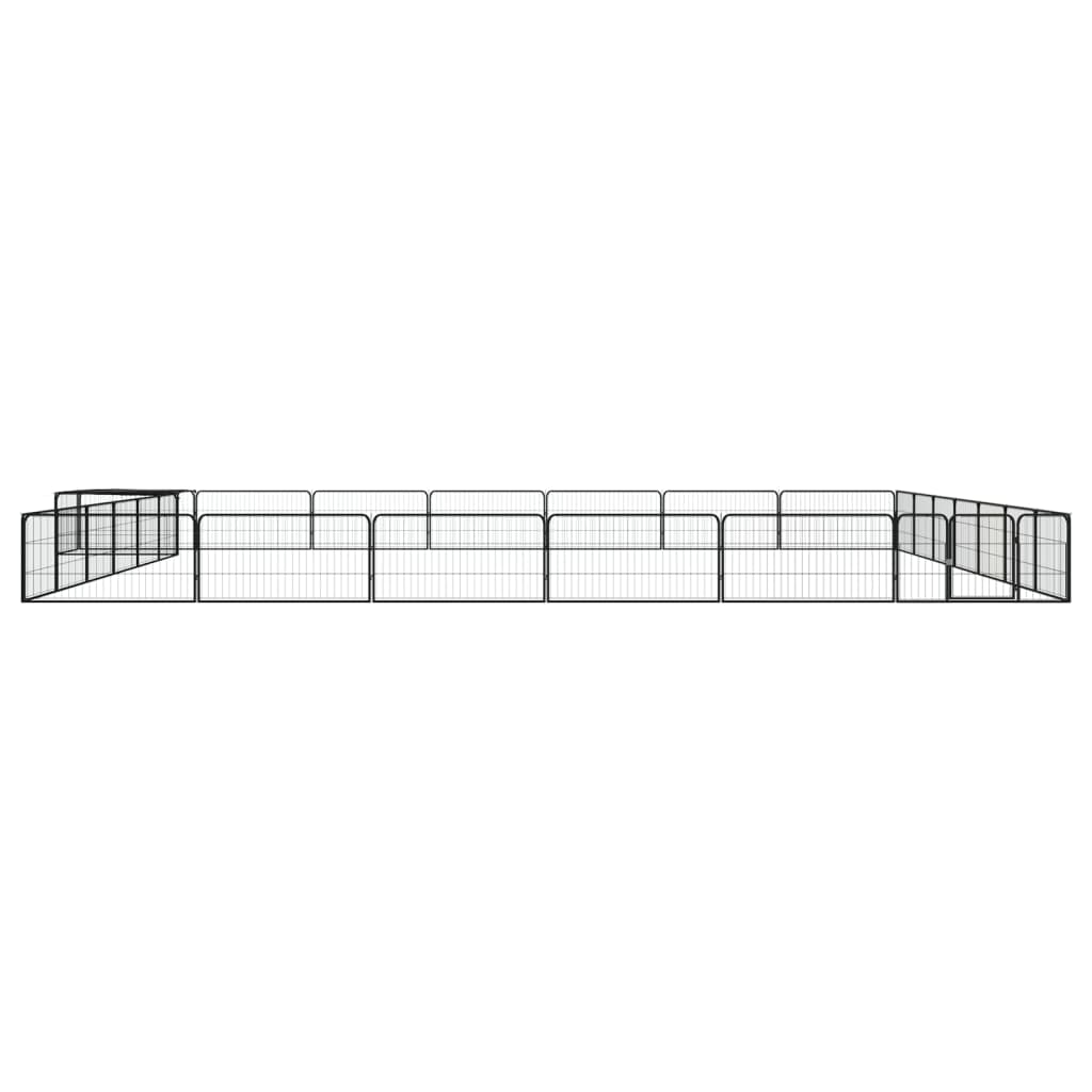 Hondenkennel 28 panelen 100x50 cm gepoedercoat staal zwart