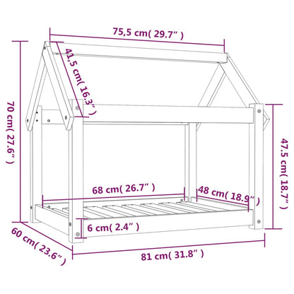 Hondenmand 81x60x70 cm massief grenenhout