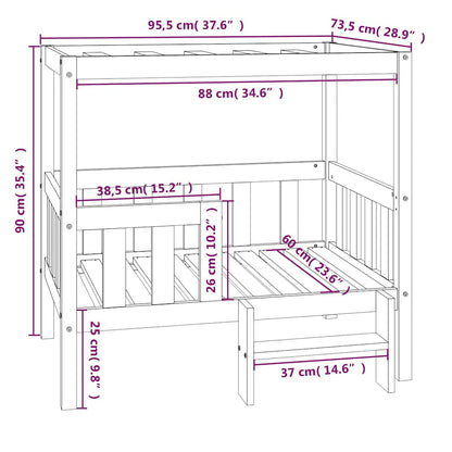 Hondenmand 95,5x73,5x90 cm massief grenenhout