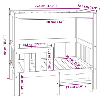 Hondenmand 95,5x73,5x90 cm massief grenenhout grijs