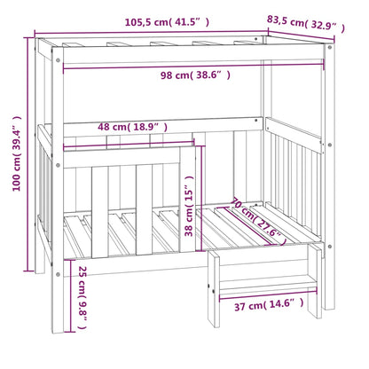Hondenmand 105,5 x 83,5 x 100 cm massief grenenhout honingbruin