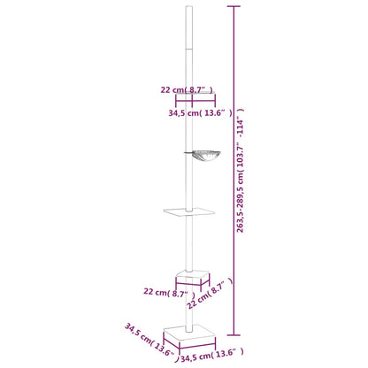 Kattenmeubel vloer tot plafond 263,5-289,5 cm donkergrijs