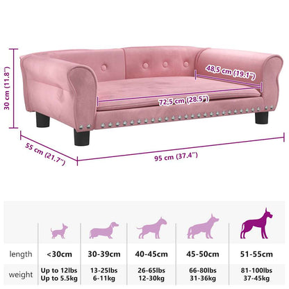 Hondenmand 95x55x30 cm fluweel roze