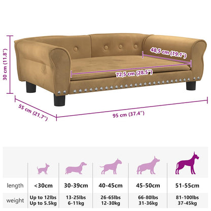 Hondenmand 95x55x30 cm fluweel bruin
