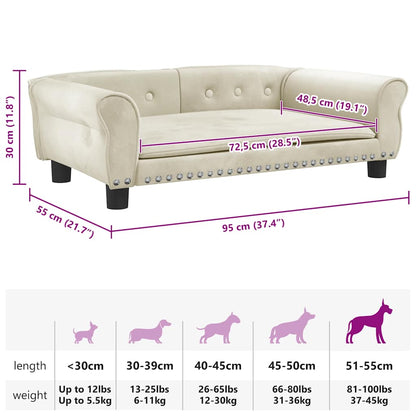 Hondenmand 95x55x30 cm fluweel crèmekleurig