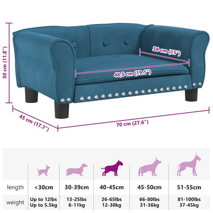Hondenmand 70x45x30 cm fluweel blauw