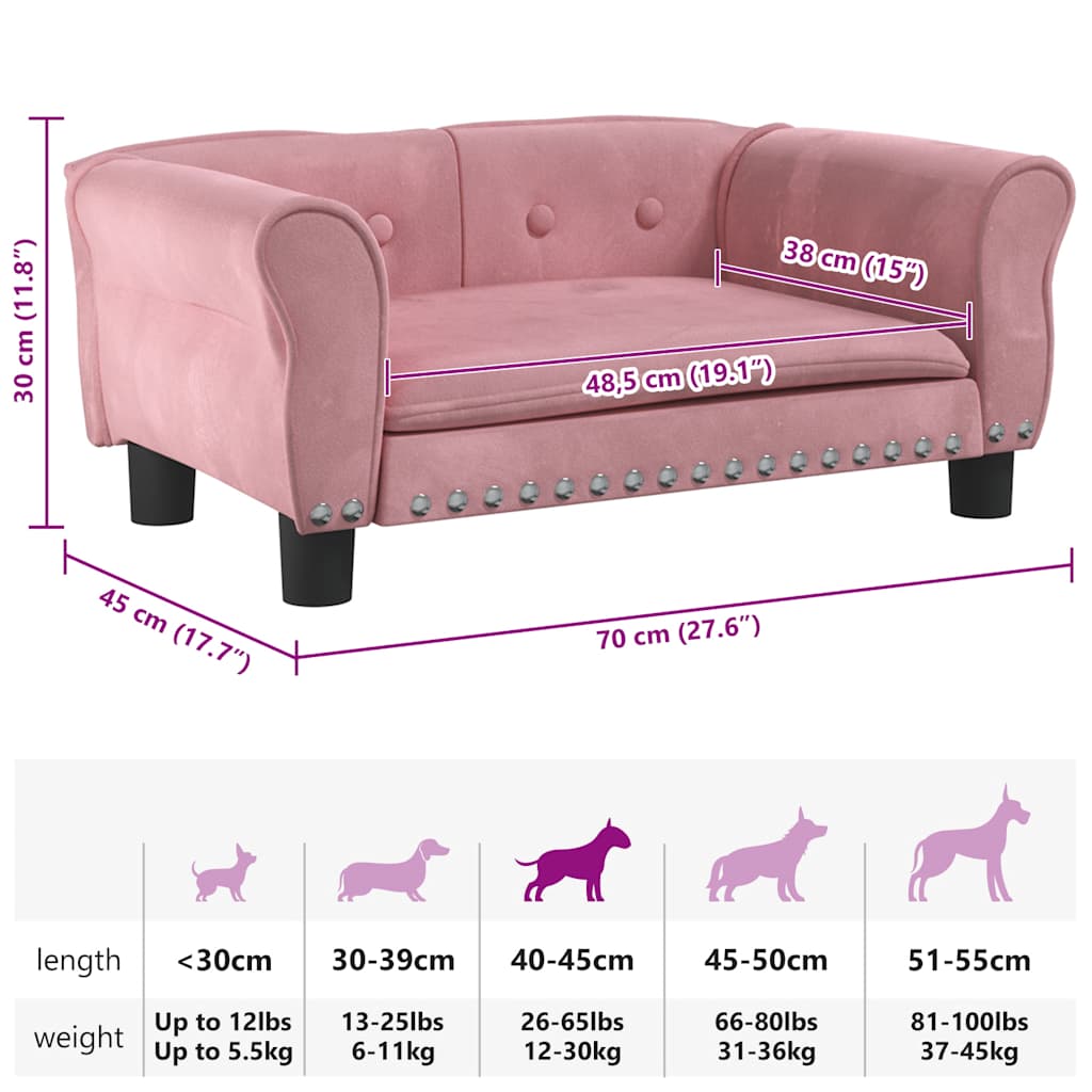 Hondenmand 70x45x30 cm fluweel roze