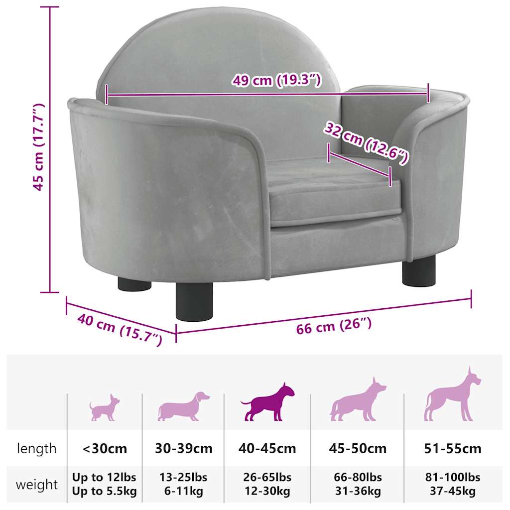 Hondenmand 66x40x45 cm fluweel lichtgrijs