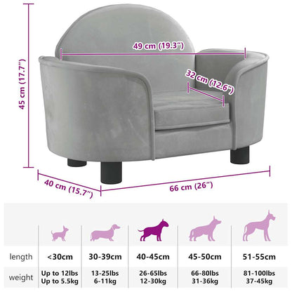 Hondenmand 66x40x45 cm fluweel lichtgrijs
