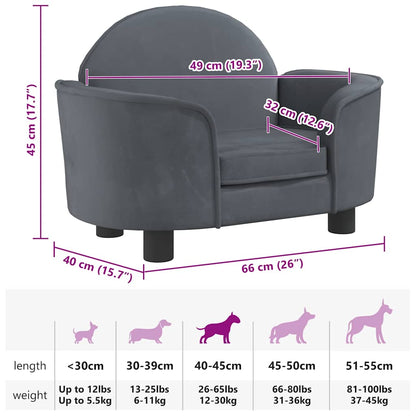Hondenmand 66x40x45 cm fluweel donkergrijs