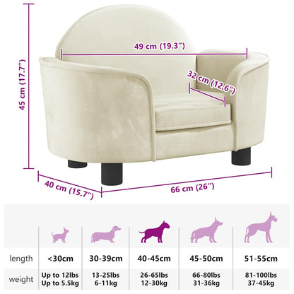 Hondenmand 66x40x45 cm fluweel crèmekleurig