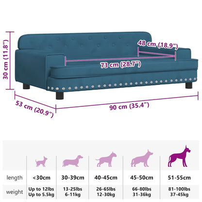 Hondenmand 90x53x30 cm fluweel blauw