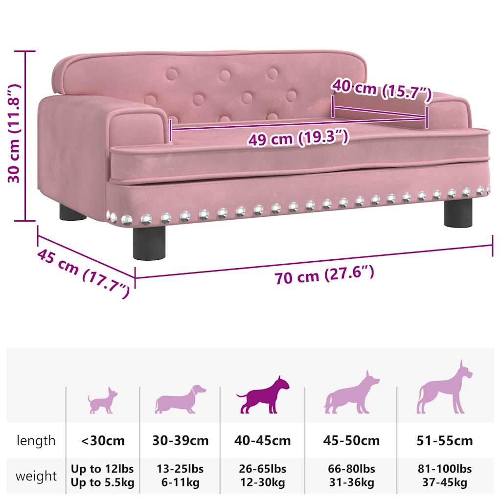 Hondenmand 70x45x30 cm fluweel roze