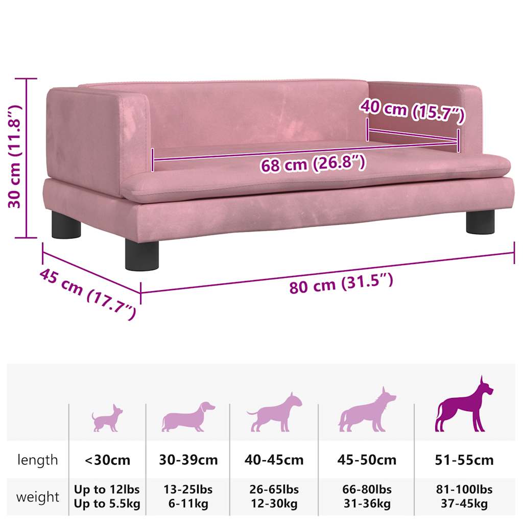 Hondenmand 80x45x30 cm fluweel roze