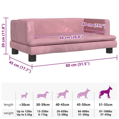 Hondenmand 80x45x30 cm fluweel roze
