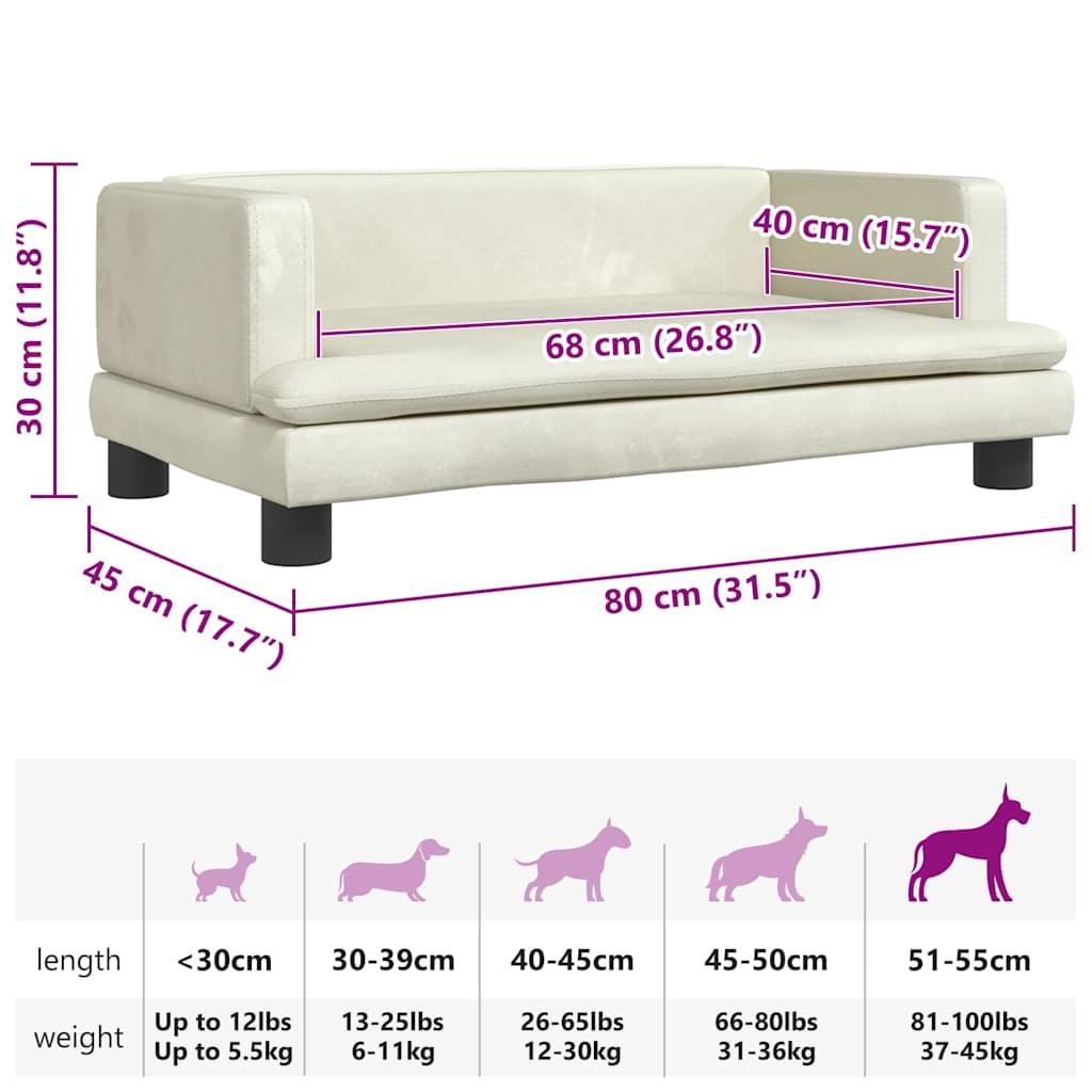 Hondenmand 80x45x30 cm fluweel crèmekleurig