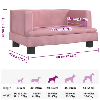 Hondenmand 60x40x30 cm fluweel roze