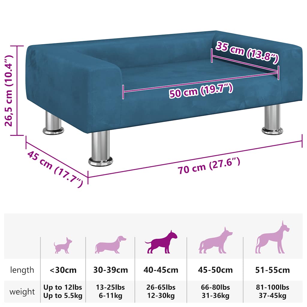 Hondenmand 70x45x26,5 cm fluweel blauw