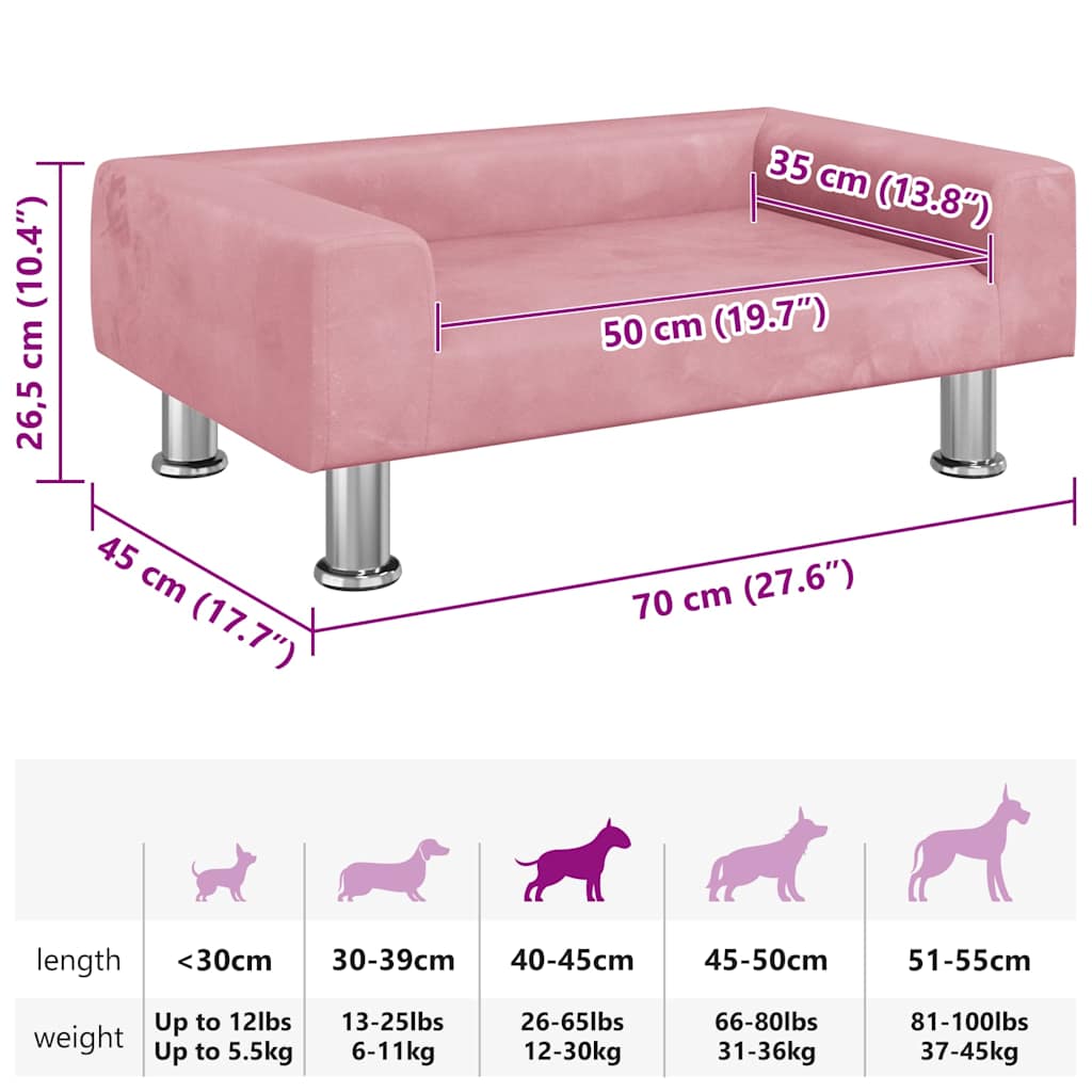 Hondenmand 70x45x26,5 cm fluweel roze