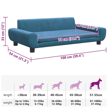 Hondenmand 100x54x33 cm fluweel blauw