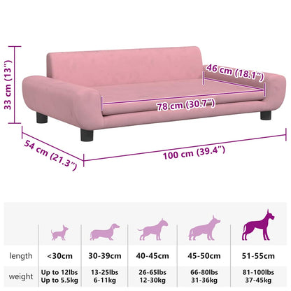 Hondenmand 100x54x33 cm fluweel roze